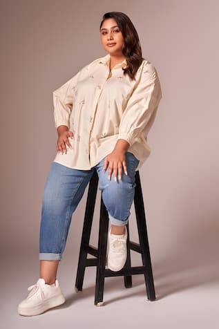 Neetiandmudita Diamante Embroidered Shirt 