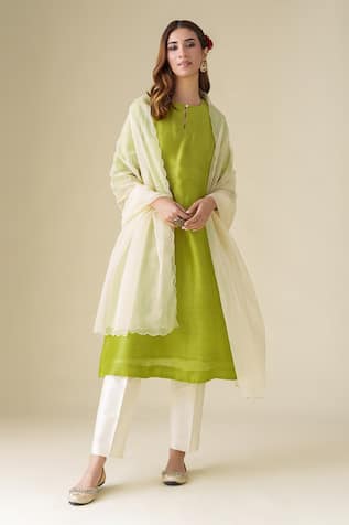 Mushio Paavni Chanderi Kurta Pant Set 