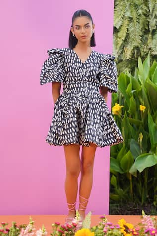 ZEN'S COUTURE Jasmine Abstract Print Short Dress 