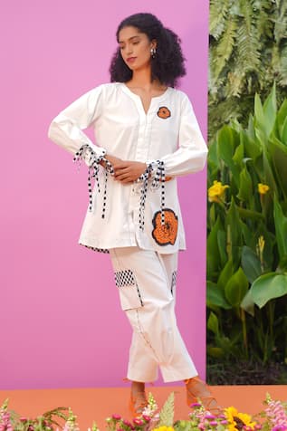 ZEN'S COUTURE Pema Embellished Shirt & Pant Co-ord Set 