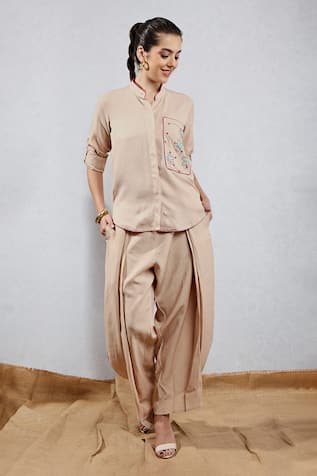 Leela By A Embroidered Shirt & Dhoti Pant Set 