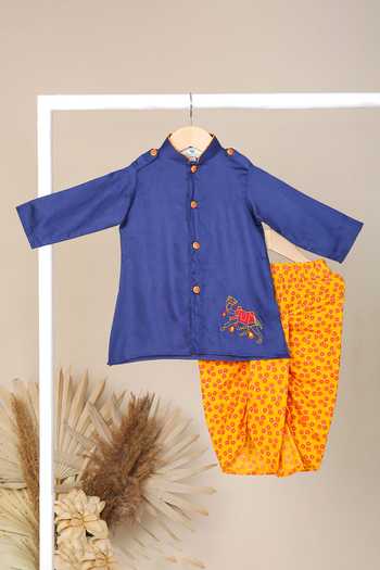 Cute Couture Camel Motif Embroidered Kurta & Dhoti Pant Set 