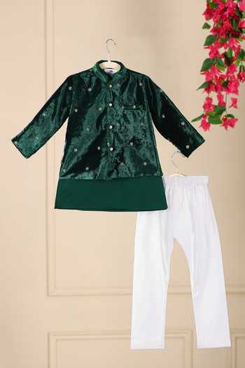 Cute Couture Velvet Embroidered Jacket Pant Set 