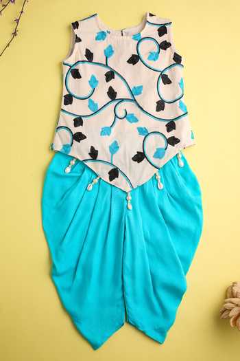 Cute Couture Embroidered Top & Dhoti Pant Set 