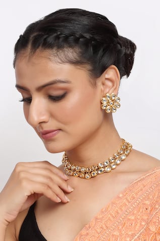 Ruby Raang Kundan Embellished Choker Set 