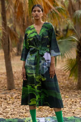 Doodlage Scenic Print Midi Dress 