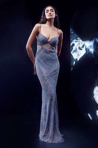 Rohit Gandhi + Rahul Khanna Malin Crystal Embroidered Corset Gown 