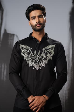 Sanjana reddy Designs 3D Bat Hand Embroidered Shirt 