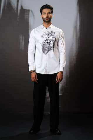 Sanjana reddy Designs Lion Face Placement Embroidered Shirt 