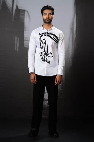 Sanjana reddy Designs Running Horse Embroidered Shirt 