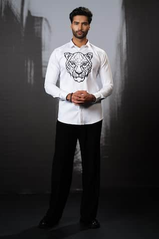 Sanjana reddy Designs Tiger Face Embroidered Shirt 