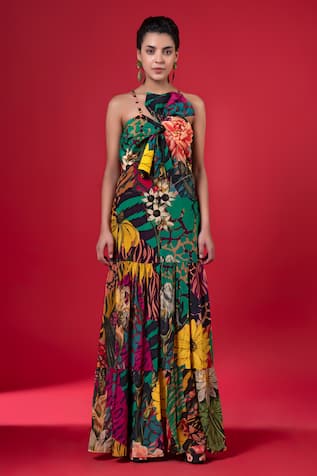 Siddhartha Bansal Floral Print Tiered Dress 