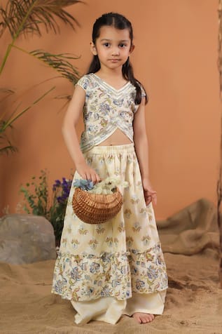 CUTE COUTURE Floral Print Panelled Lehenga Set 