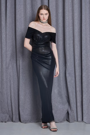 Cham Cham Off Shoulder Draped Bodycon Gown 