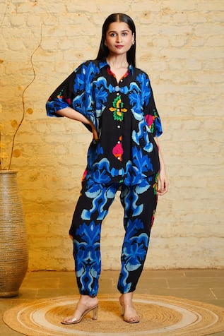 Sajeda A Lehry Athena Hand Painted Shirt With Pant 