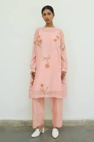 Ayaka Flower Hand Embroidered Tunic Dress 