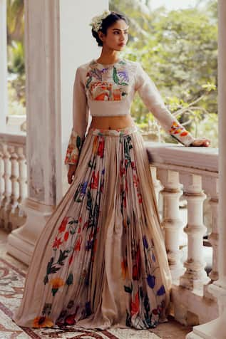 17:17 by Simmi Saboo Kiara Trible Floral Print Lehenga Set 