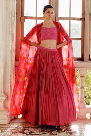 17:17 by Simmi Saboo Maahika Gathered Lehenga & Jacket Set 