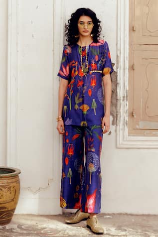 17:17 by Simmi Saboo Maala Trible Floral Print Top With Pant 