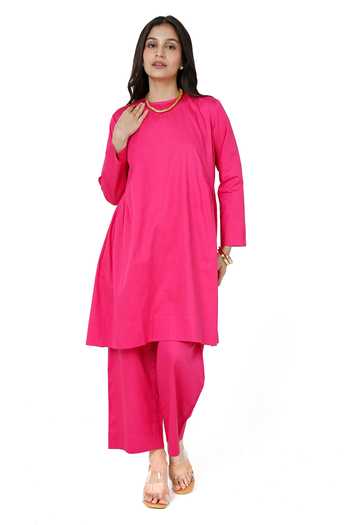 Komal Shah Side Gathered Cotton Satin Kurta With Pant 
