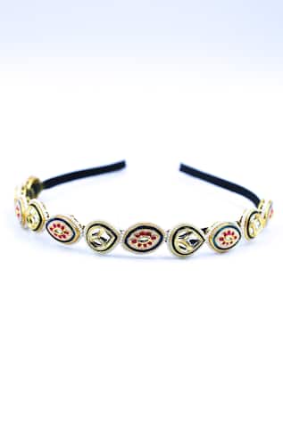 Embellished Geometric Carved Brooch Hairband 