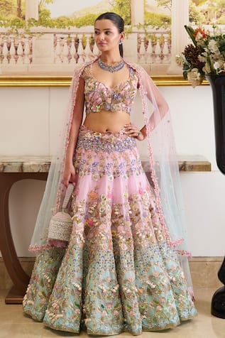 Moledro Azura Gardenia Embroidered Bridal Lehenga Set 