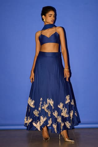 Esha Arora Silk Flower Embroidered Lehenga Set 