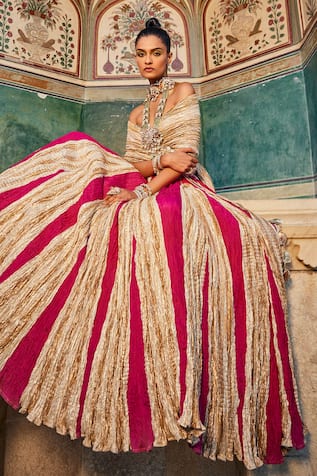 Etasha by Asha Jain Two Tone Textured Lehenga With Blouse 