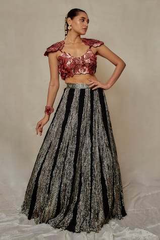 Etasha by Asha Jain Textured Lehenga With Blouse 