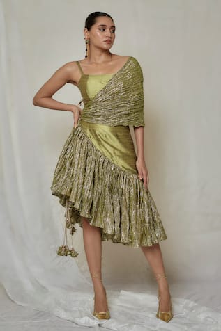 Etasha by Asha Jain Metallic Textured Dress 