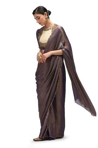 Mimamsaa Ratna Embroidered Saree With Running Blouse Piece 