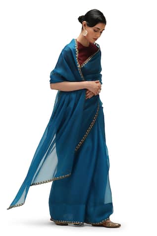 Mimamsaa Padmini Blossom Embroidered Saree With Running Blouse 