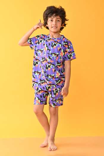 Anthrilo Paint Splatter Print T-Shirt & Shorts Set 