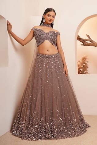 Chaashni by Maansi and Ketan Sequin Cutdana Embroidered Gradient Lehenga Set 