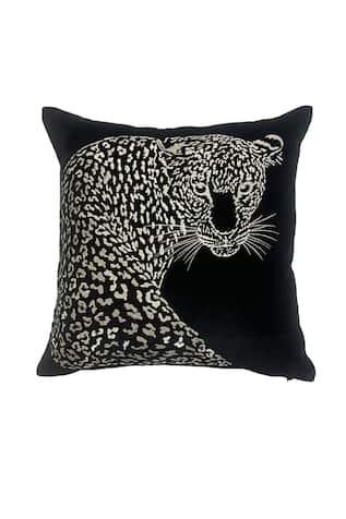 Snow Leopard Embroidered Cushion Cover 