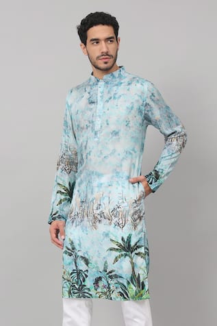 Hilo Design Sepia Palm Tree Print Kurta 