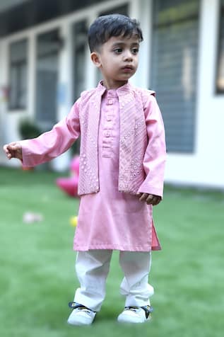 APRICOTKIDS Mirror Work Nehru Jacket With Kurta Set 