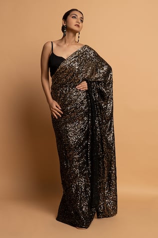 Dajwaree Pre-Draped Sequin Work Saree With Blouse 