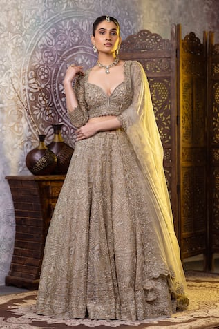 RAJ ARORA Zardosi Embroidered Blouse Lehenga Set 