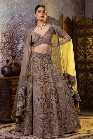 RAJ ARORA Ruhana Zardosi & Cutdana Embroidered Bridal Lehenga Set 