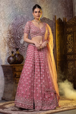 RAJ ARORA Sequins Embroidered Bridal Lehenga Set 