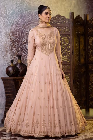 RAJ ARORA Cutdana & Sequins Embroidered Anarkali With Dupatta 