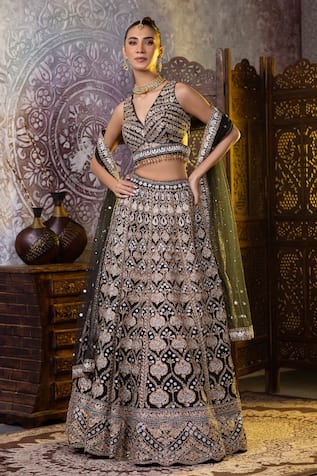 RAJ ARORA Aari & Dori Embroidered Blouse Lehenga Set 