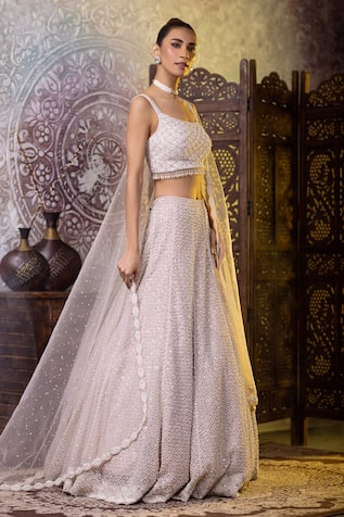 RAJ ARORA Pearls & Sequins Embroidered Bridal Lehenga Set 