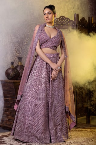 RAJ ARORA Mirror & Dori Embroidered Blouse Lehenga Set 