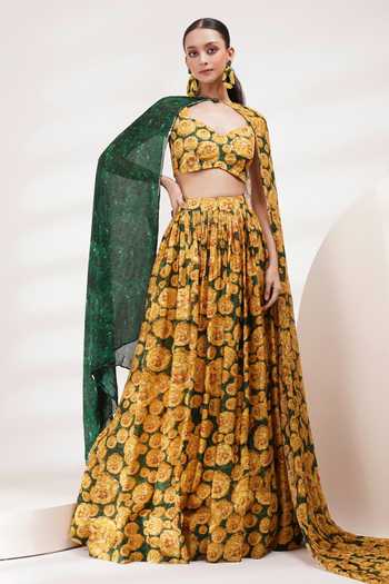 Breathe By Aakanksha Singh Butter Floral Print Lehenga Set 