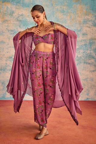 Priyanka Singh Abstract Patch Embroidered Shrug Pant Set 