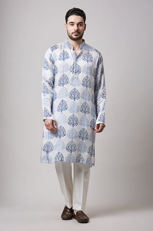 Sanjev Marwaaha Hand Block Print Kurta & Pant Set 