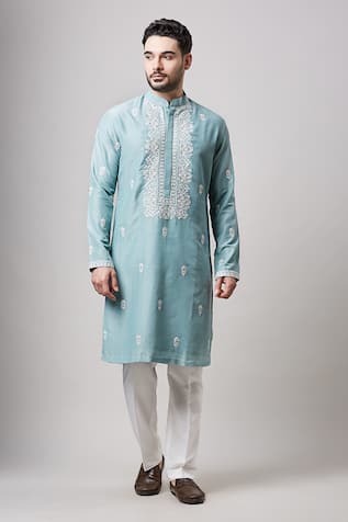 Sanjev Marwaaha Floral Embroidered Kurta & Pant Set 