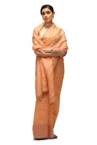 Mimamsaa Pranjal Floret Embroidered Saree With Blouse 